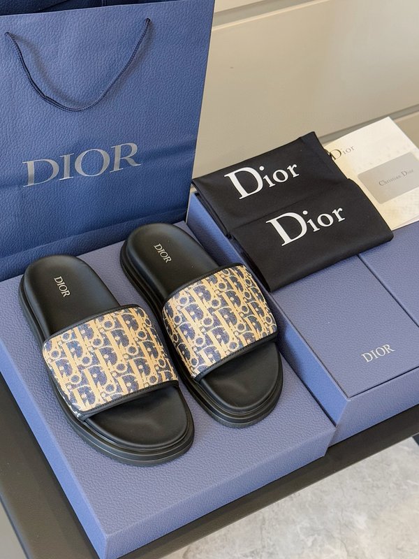 Dior Aqua 남성 CD 패턴 크로스 밴드 슬리퍼 001-228739