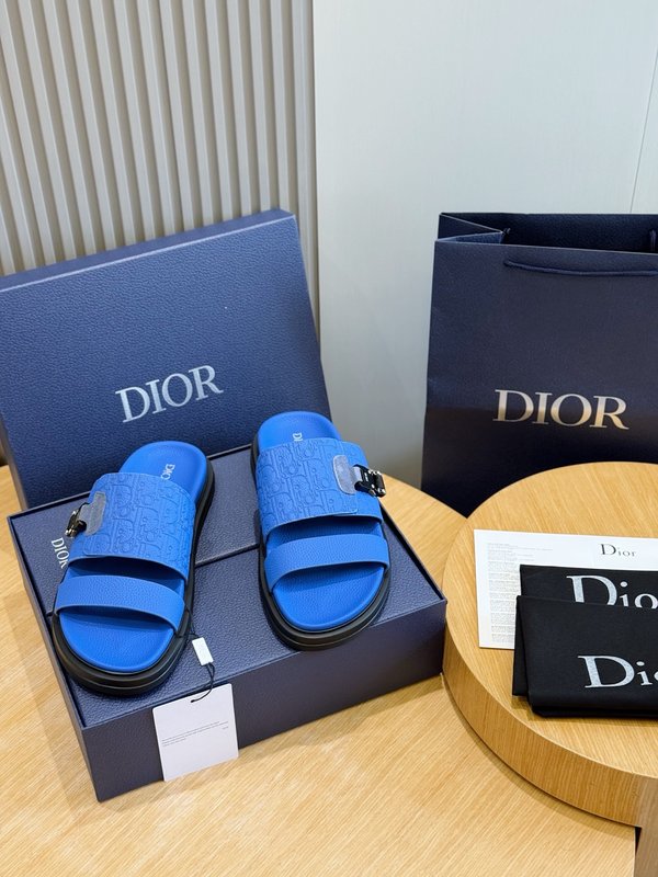 DIOR Aqua 남성 캔버스 교차 밴드 슬리퍼 001-228974
