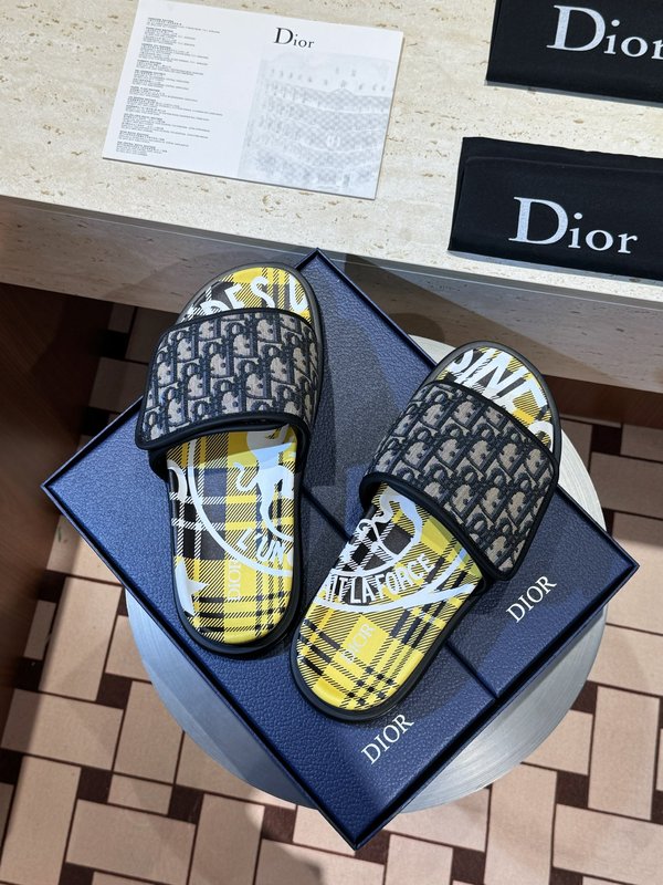 DIOR Aqua 남성 캔버스 가죽 샌들 슬리퍼 001-228983