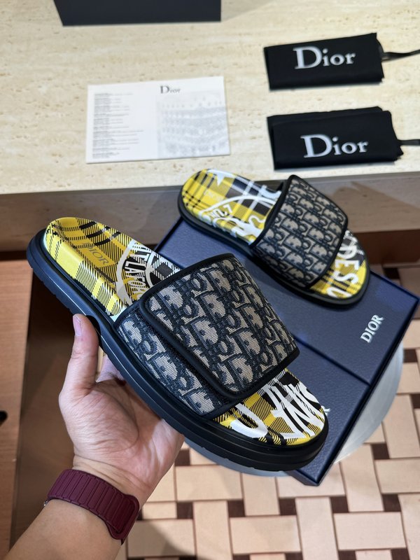 DIOR Aqua 남성 캔버스 가죽 샌들 슬리퍼 001-228983