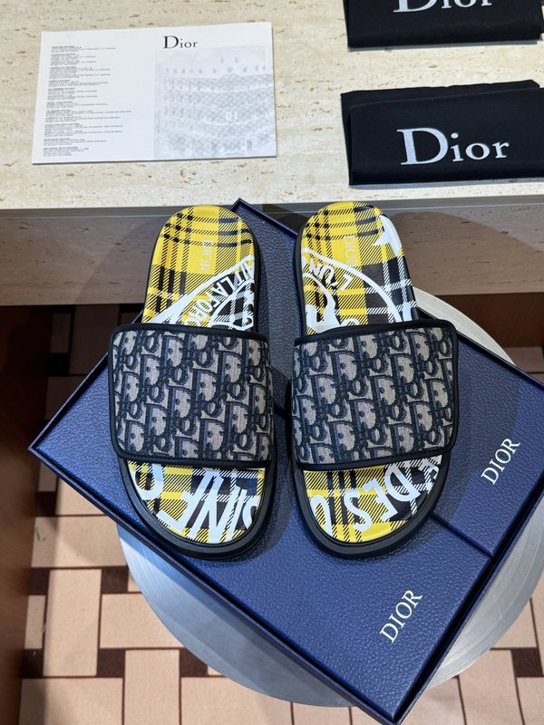 DIOR Aqua 남성 캔버스 가죽 샌들 슬리퍼 001-228983