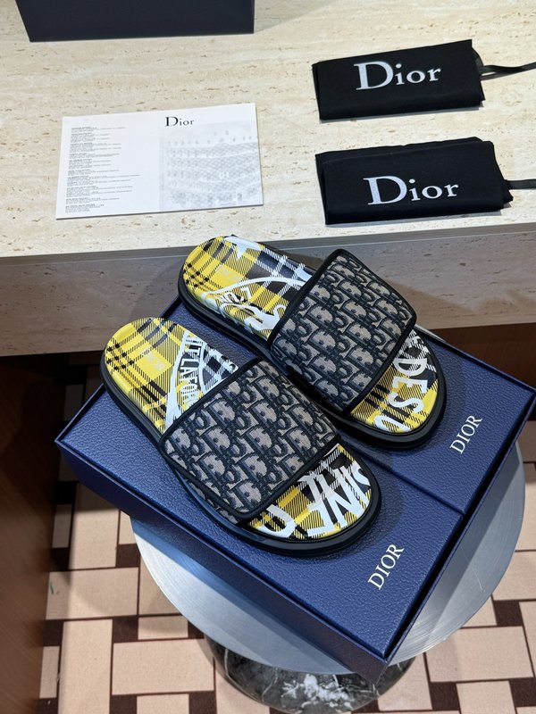 DIOR Aqua 남성 캔버스 가죽 샌들 슬리퍼 001-228983