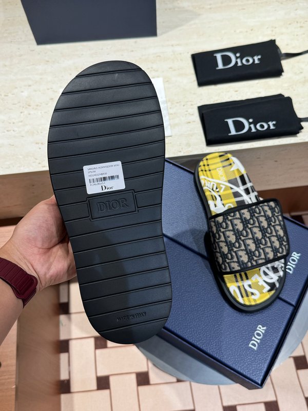 DIOR Aqua 남성 캔버스 가죽 샌들 슬리퍼 001-228983
