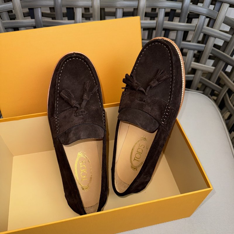 TODS 데비 프릴 캐주얼 구두 스웨이드 가죽 001-229037