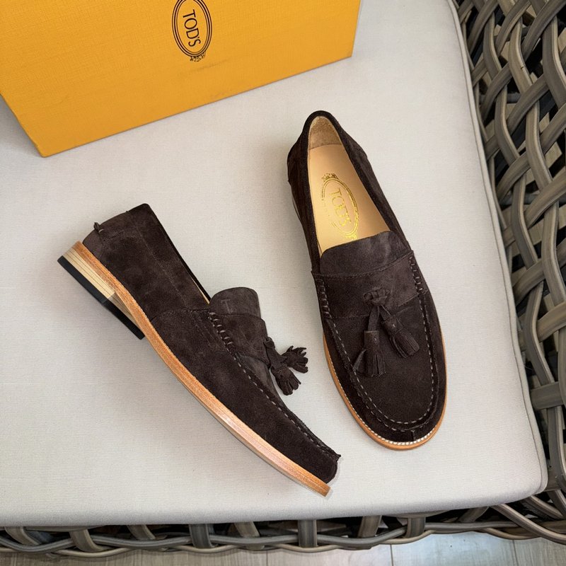 TODS 데비 프릴 캐주얼 구두 스웨이드 가죽 001-229037