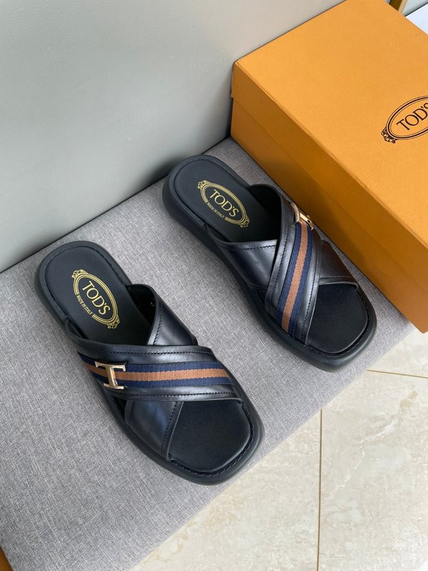TODS 토즈 클래식 더블 T 로고 슬리퍼 001-229092