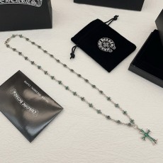 크롬하츠 그린 지르콘 십자가 실버 목걸이 001-229540