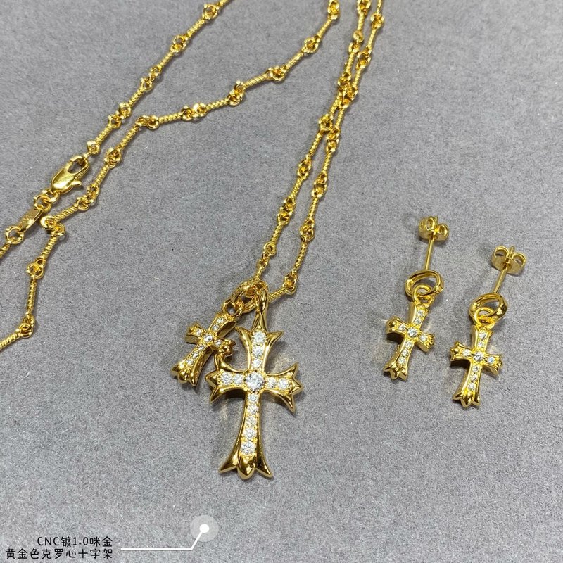 크롬하츠 골드 크로스 이어링 유니섹스 커플 001-229588