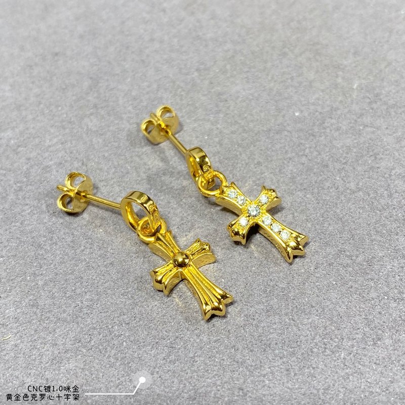 크롬하츠 골드 크로스 이어링 유니섹스 커플 001-229588