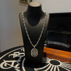 크롬하츠 빈티지 십자가 꽃볼 목걸이 001-229597