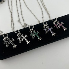 크롬하츠 스타일 빈티지 실버 십자가 목걸이 001-229614