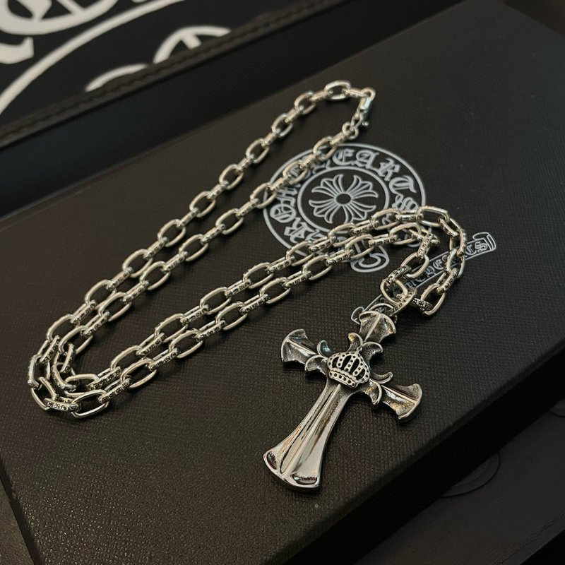 크롬하츠 빈티지 십자가 왕관 펜던트 목걸이 001-229620
