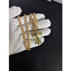 크롬하츠 십자가 하트 그린 다이아몬드 금색 목걸이 001-229692