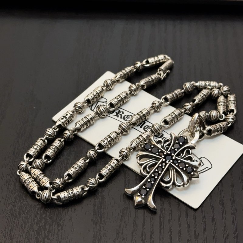 크롬하츠 빈티지 십자가 블랙 다이아몬드 목걸이 001-229791