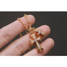 크롬하츠 22k 도금 더블 크로스 목걸이 001-229814