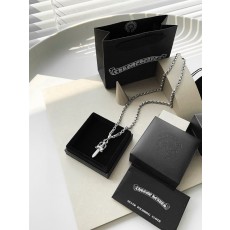 크롬하츠 빈티지 실버 십자가 알파벳 목걸이 001-229822