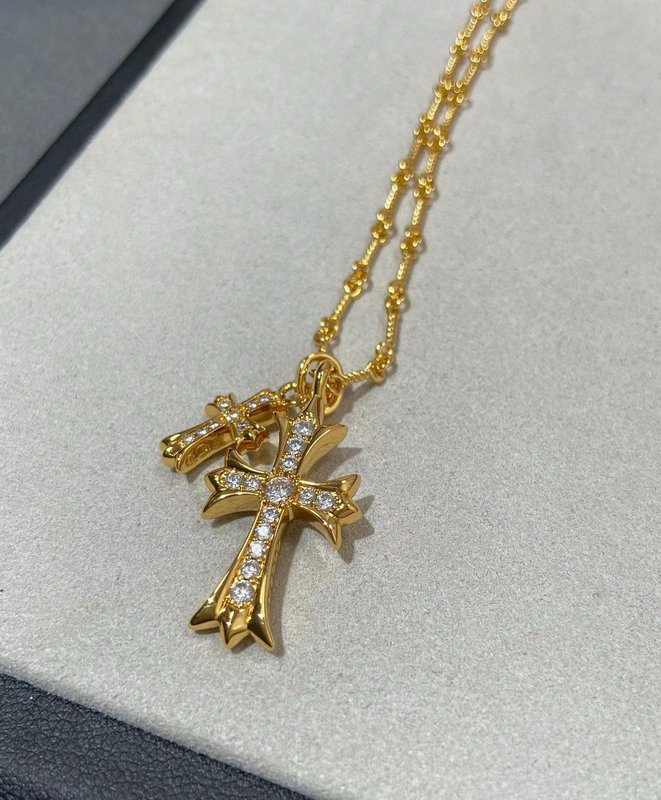 크롬하츠 골드 풀다이아몬드 십자가 펜던트 목걸이 001-229844
