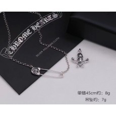 크롬하츠 스털링 실버 스컬 핀 펜던트 목걸이 001-229858