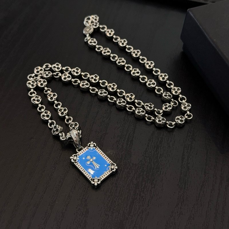 크롬하츠 빈티지 플라워볼 스퀘어 크로스 목걸이 001-229907
