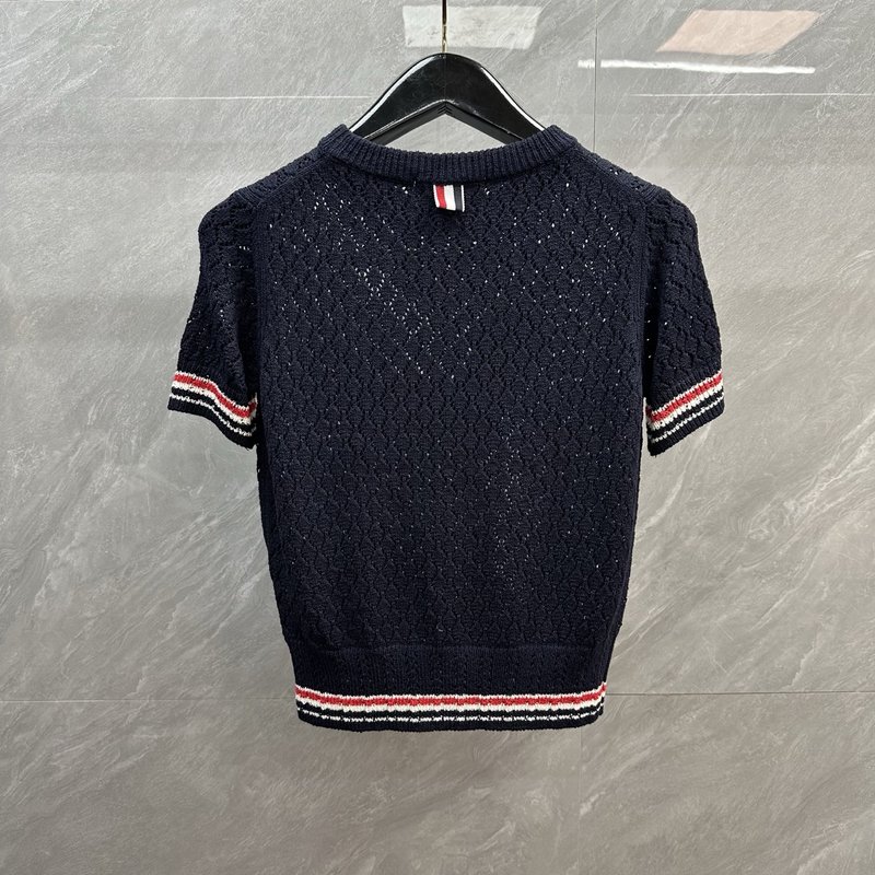 Thom Browne 라인스톤 강아지 반팔 니트 001-230440