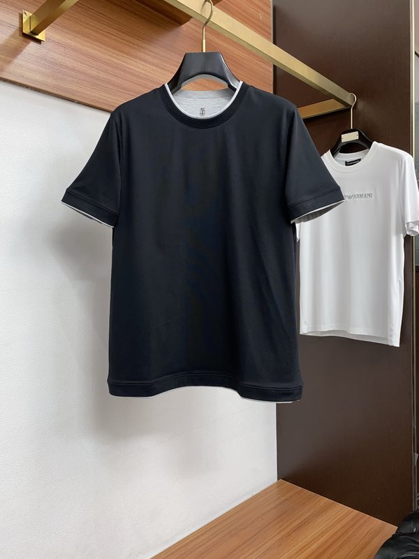 커스텀 신장 면 라운드넥 반팔 티셔츠 001-230829
