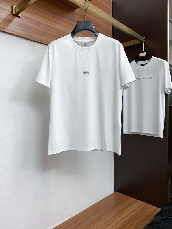 브루넬로 쿠치넬리 남성 라운드넥 반팔 티셔츠 001-230831