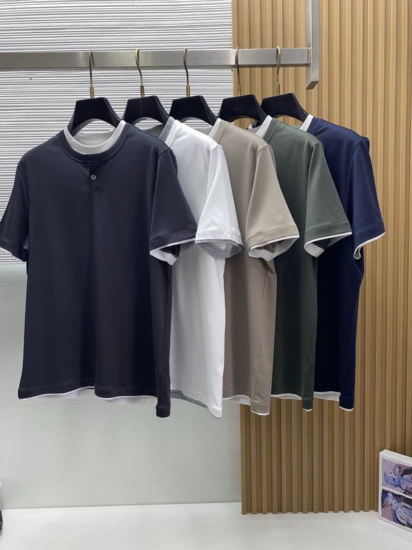 이른 봄 라운드넥 반팔 티셔츠 실크 코튼 심플 캐주얼 001-230874