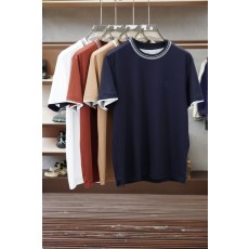 브루넬로 쿠치넬리 남성 자수 레이어드 라운드넥 반팔 티 001-230890
