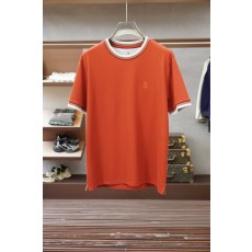 브루넬로 쿠치넬리 남성 자수 레이어드 라운드 티셔츠 001-230902