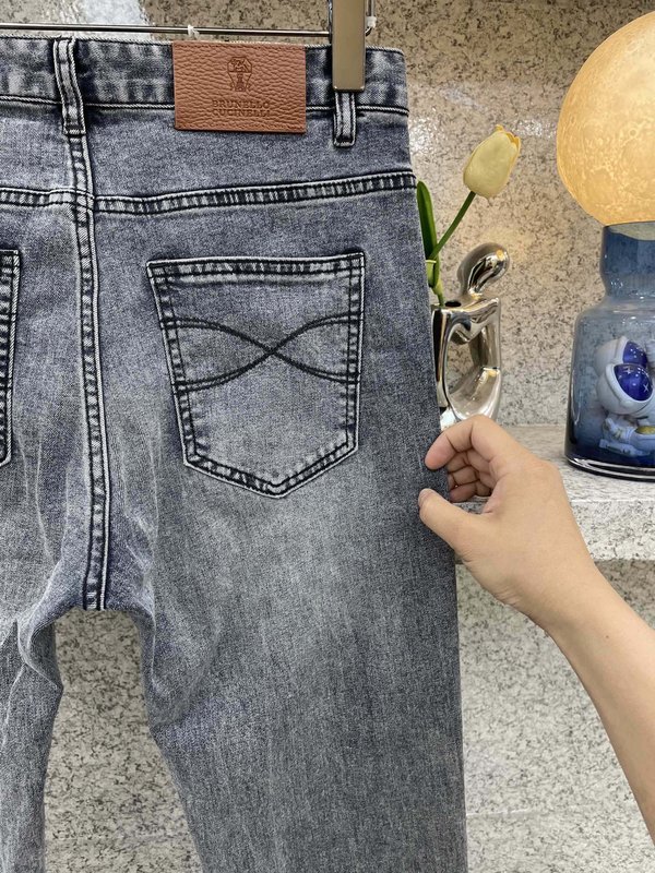 브루넬로 쿠치넬리 남성 빈티지 블루 데님 진 001-230998