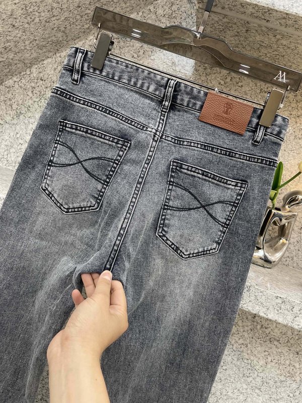 브루넬로 쿠치넬리 남성 빈티지 블루 데님 진 001-230998