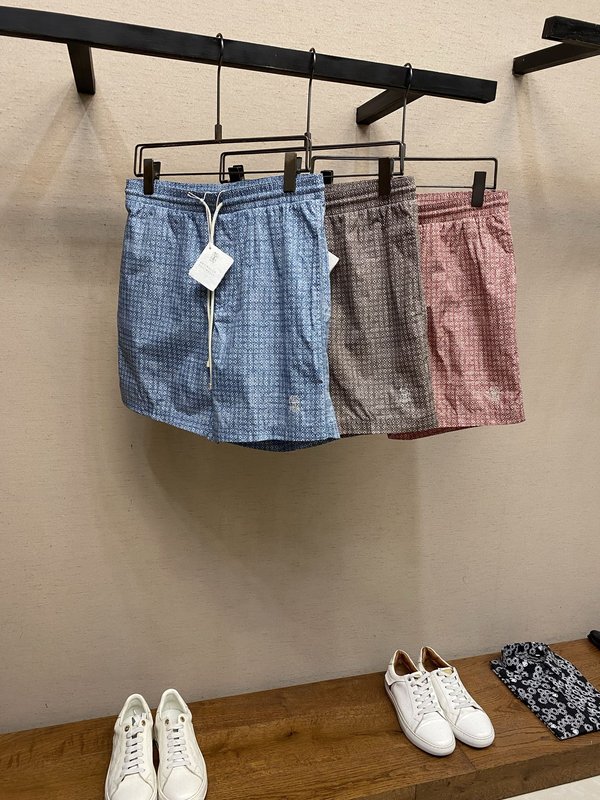 이탈리아 명품 엠블럼 자수 꽃무늬 프린트 끈 비치 반바 001-231094