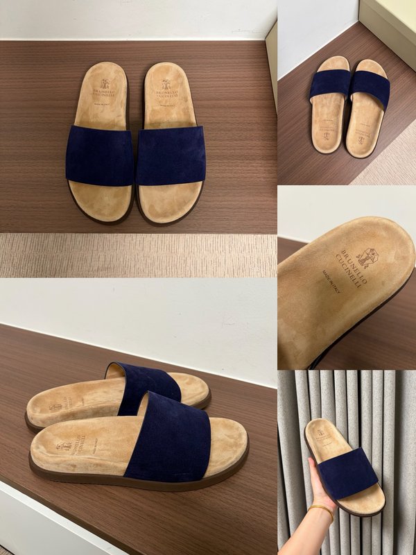 브루넬로 쿠치넬리 양피 일체형 슬리퍼 001-231217