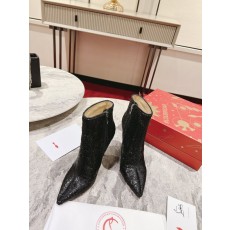 블랙 벨벳 하이힐 앵클부츠 001-231844