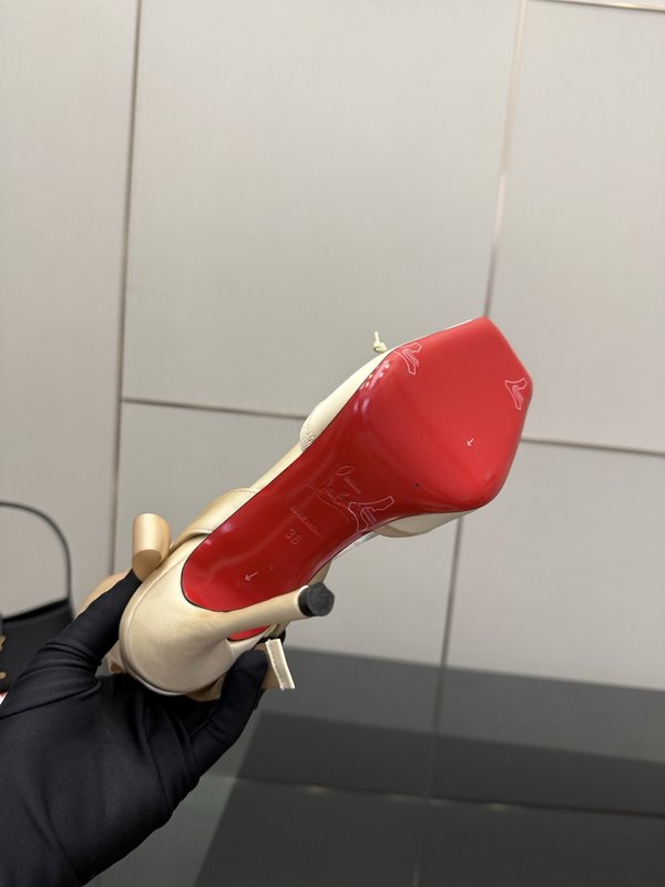 스퀘어 토 스트랩 크리스탈 레드솔 힐 001-231909