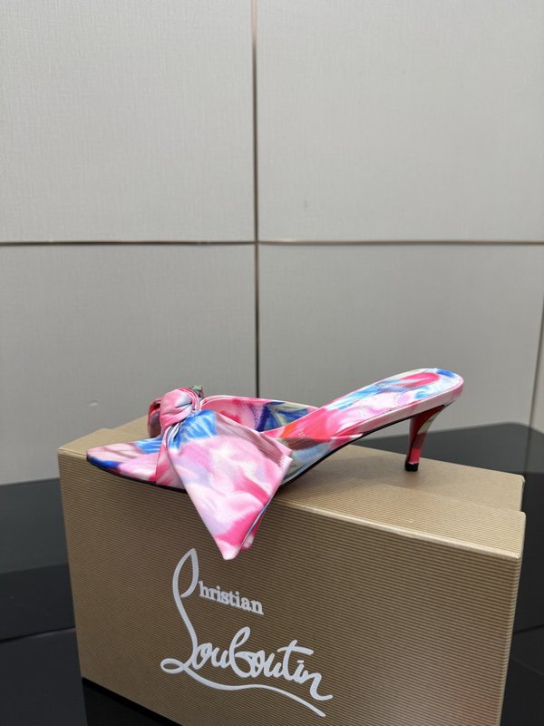 크리스찬 루부탱 레드솔 실크 하이힐 샌들 001-232069