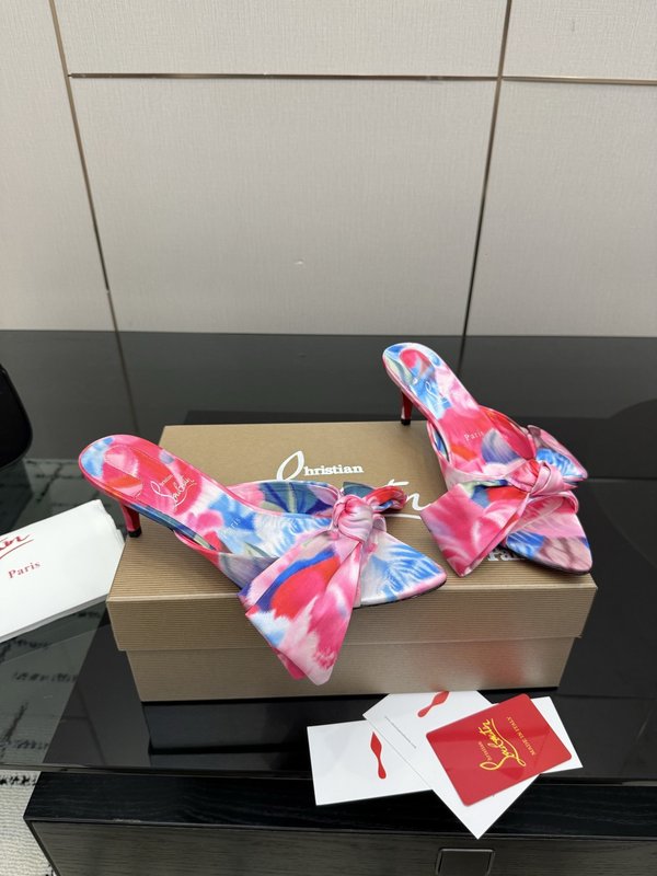 크리스찬 루부탱 레드솔 실크 하이힐 샌들 001-232069