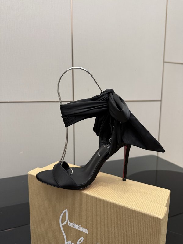크리스찬 루부탱 레드솔 실크 하이힐 샌들 001-232082