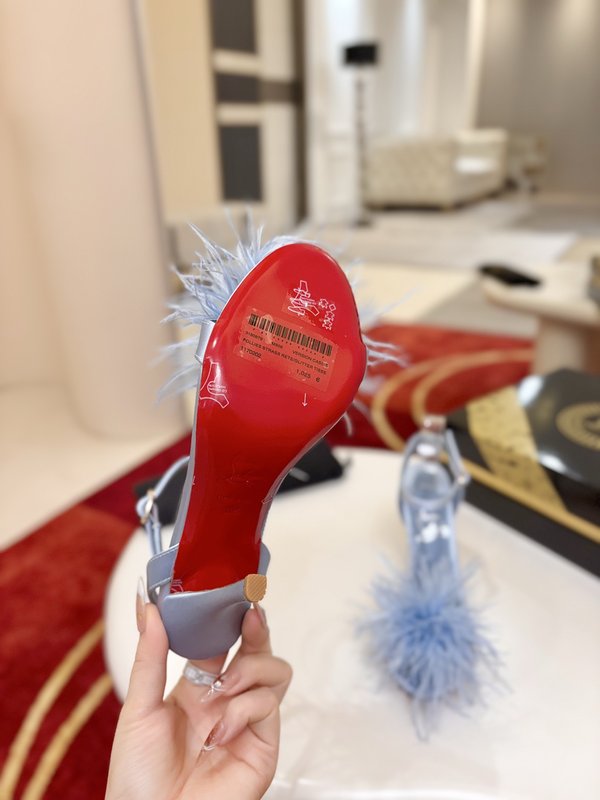 깃털 장식 스틸레토 힐 샌들 001-232102