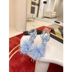 깃털 장식 스틸레토 힐 샌들 001-232102