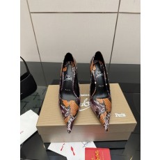 뱀무늬 라인스톤 레드솔 하이힐 001-232108