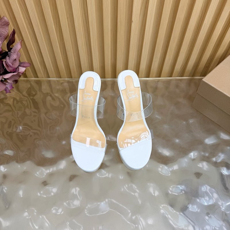레드솔 장미 꽃 장식 하이힐 샌들 001-232115