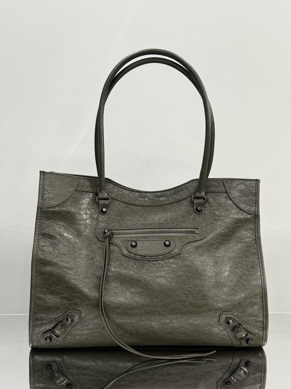 발렌시아가 그레이 빈티지 텍스처 시티 토트백 001-232167