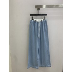 미우미우 다이아몬드 장식 텐셀 데님 팬츠 001-232248