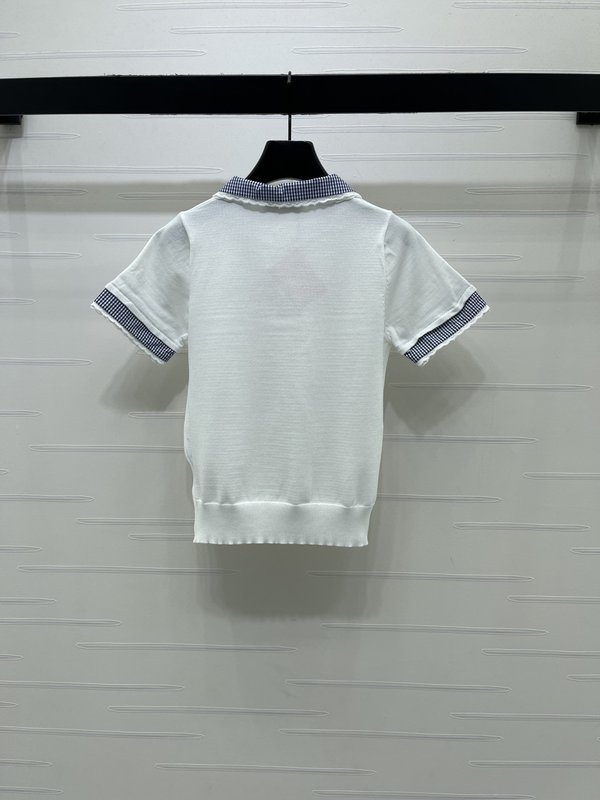 미우미우 봄 콜렉션 칼라 니트 반팔 티셔츠 001-232265