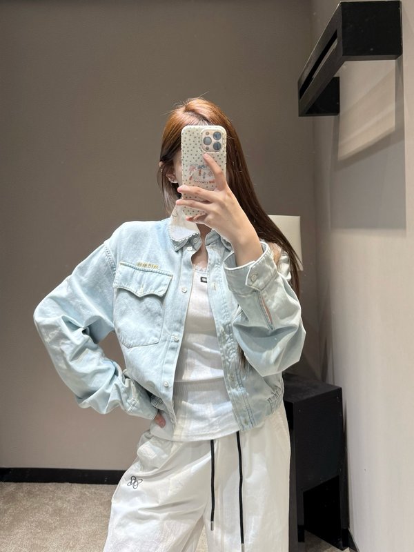 미우미우 레이스 칼라 데님 재킷 001-232273