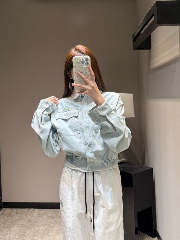 미우미우 레이스 칼라 데님 재킷 001-232273