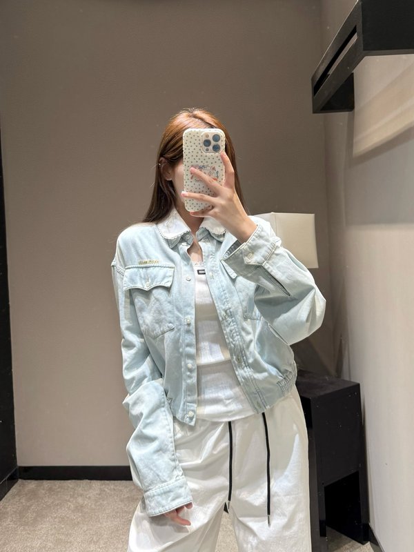 미우미우 레이스 칼라 데님 재킷 001-232273