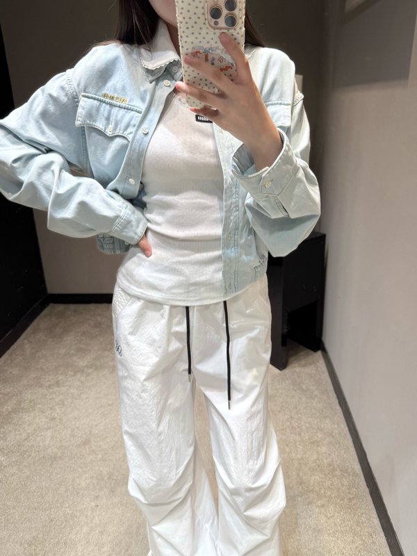 미우미우 레이스 칼라 데님 재킷 001-232273