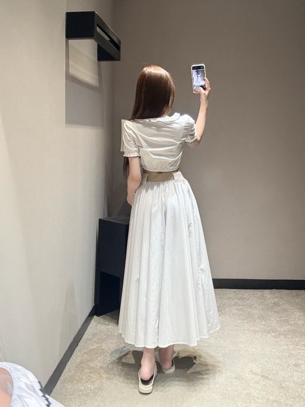 미우미우 스트라이프 벨트 스커트 001-232312